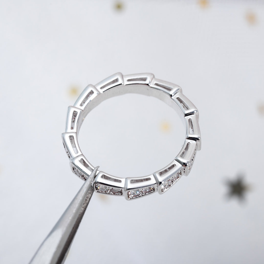 [⭐Mirelle]SERPENTI RING SILVER DIAMOND PAVED 3MM