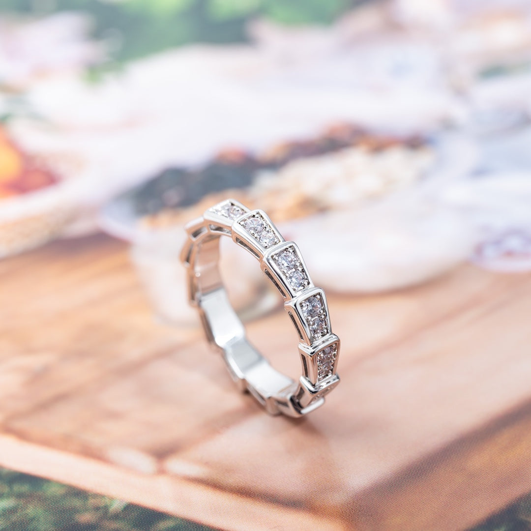 [⭐Mirelle]SERPENTI RING SILVER DIAMOND PAVED 3MM