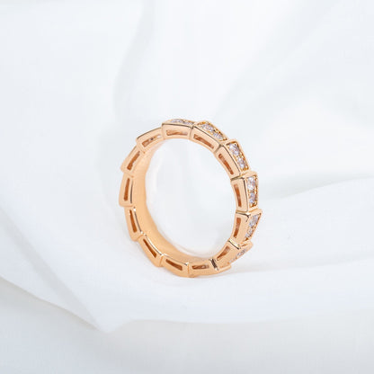 [⭐Mirelle]SERPENTI RING PINK GOLD DIAMOND PAVED 3MM
