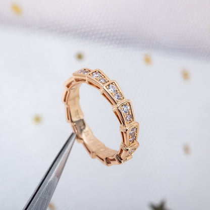 [⭐Mirelle]SERPENTI RING PINK GOLD DIAMOND PAVED 3MM