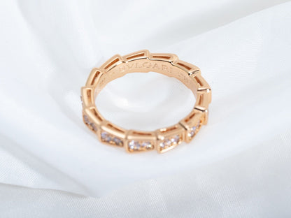 [⭐Mirelle]SERPENTI RING PINK GOLD DIAMOND PAVED 3MM