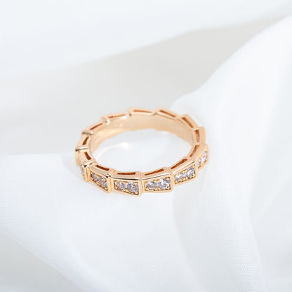 [⭐Mirelle]SERPENTI RING PINK GOLD DIAMOND PAVED 3MM
