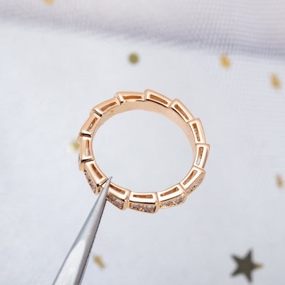 [⭐Mirelle]SERPENTI RING PINK GOLD DIAMOND PAVED 3MM