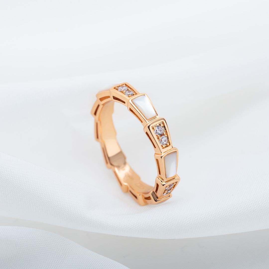 [⭐Mirelle]SERPENTI RING PINK GOLD DIAMOND MOP 3MM