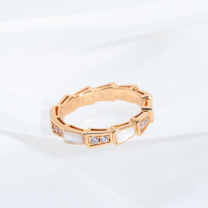[⭐Mirelle]SERPENTI RING PINK GOLD DIAMOND MOP 3MM