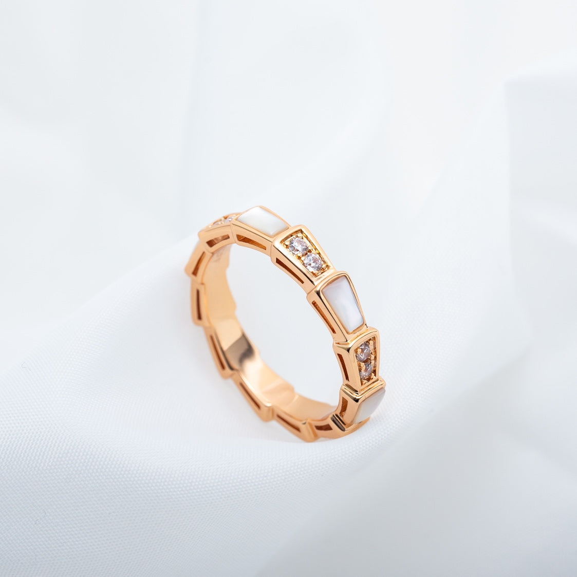 [⭐Mirelle]SERPENTI RING PINK GOLD DIAMOND MOP 3MM