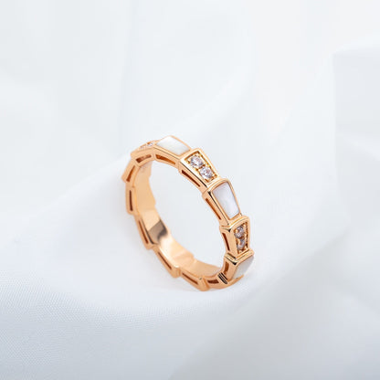 [⭐Mirelle]SERPENTI RING PINK GOLD DIAMOND MOP 3MM