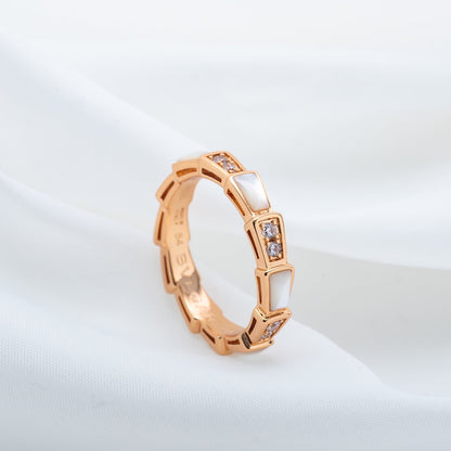 [⭐Mirelle]SERPENTI RING PINK GOLD DIAMOND MOP 3MM