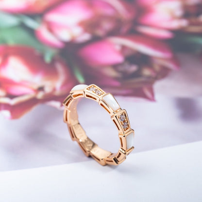 [⭐Mirelle]SERPENTI RING PINK GOLD DIAMOND MOP 3MM