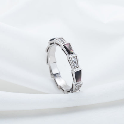 [⭐Mirelle]SERPENTI RING SILVER  DIAMOND BLACK MOP 3MM