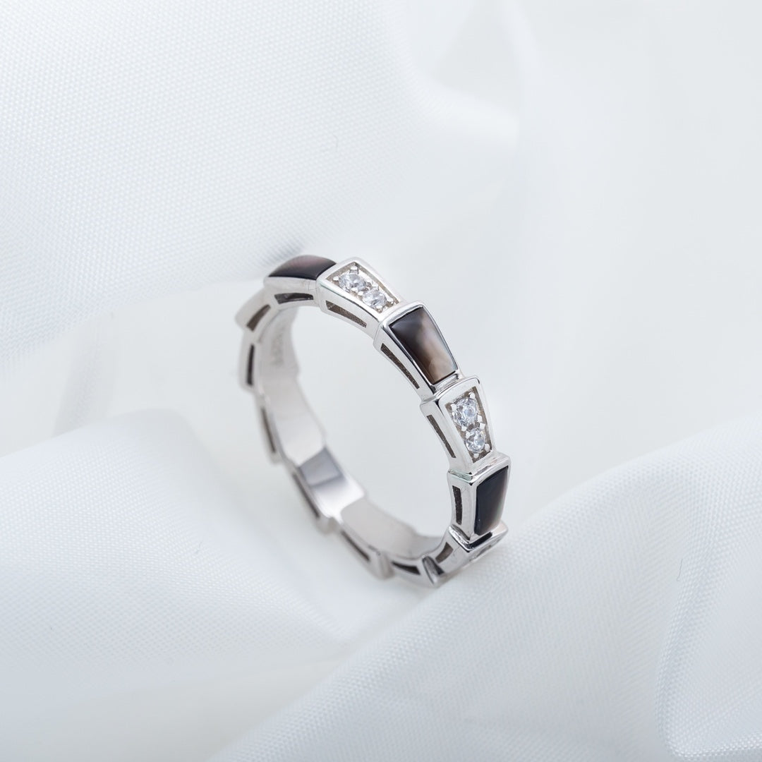 [⭐Mirelle]SERPENTI RING SILVER  DIAMOND BLACK MOP 3MM