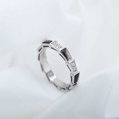 [⭐Mirelle]SERPENTI RING SILVER  DIAMOND BLACK MOP 3MM