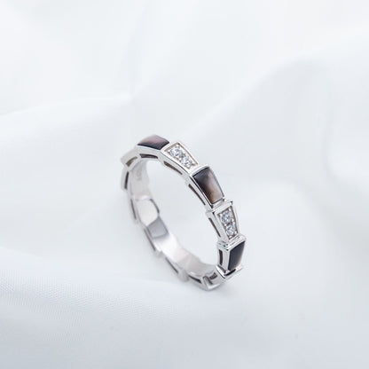 [⭐Mirelle]SERPENTI RING SILVER  DIAMOND BLACK MOP 3MM