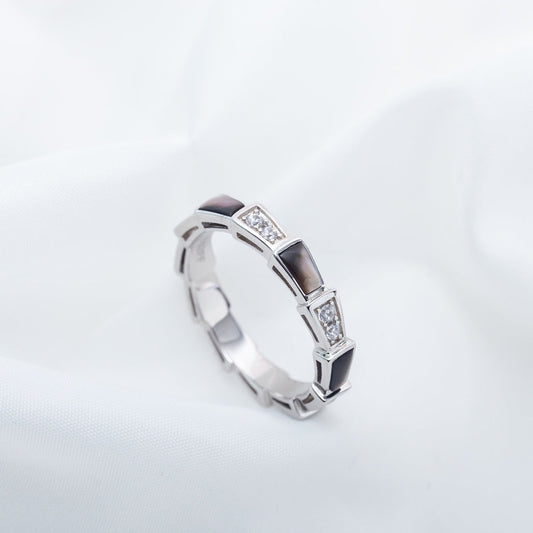 [⭐Mirelle]SERPENTI RING SILVER  DIAMOND BLACK MOP 3MM