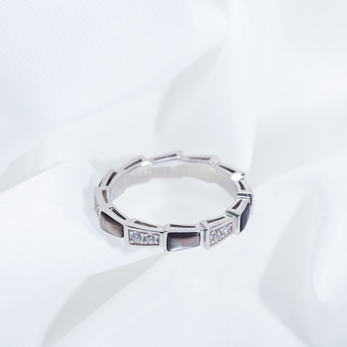 [⭐Mirelle]SERPENTI RING SILVER  DIAMOND BLACK MOP 3MM