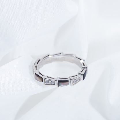 [⭐Mirelle]SERPENTI RING SILVER  DIAMOND BLACK MOP 3MM