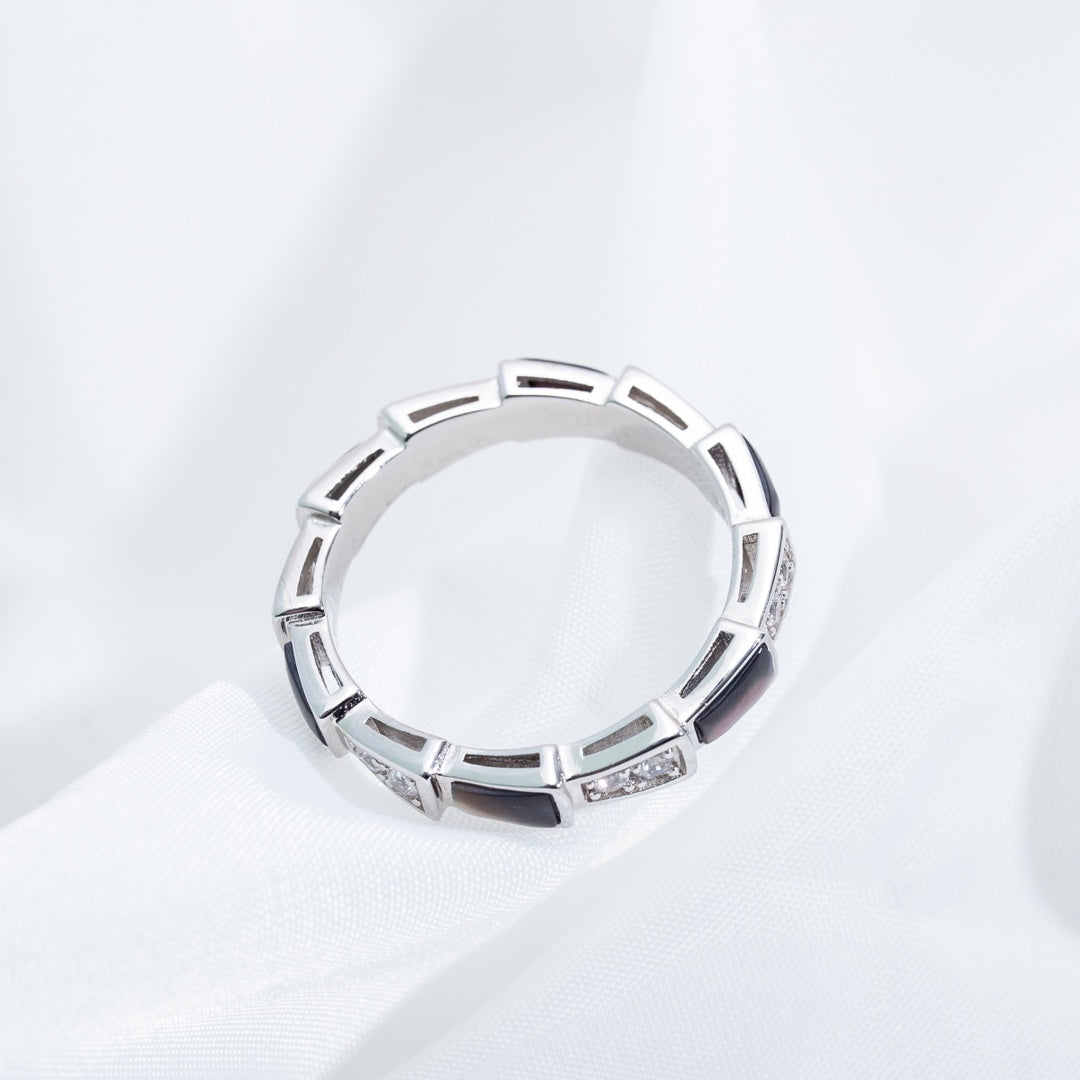 [⭐Mirelle]SERPENTI RING SILVER  DIAMOND BLACK MOP 3MM