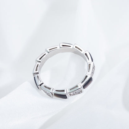 [⭐Mirelle]SERPENTI RING SILVER  DIAMOND BLACK MOP 3MM
