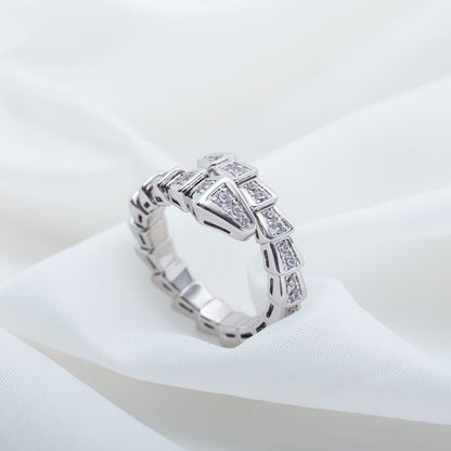 [⭐Mirelle]SERPENTI RING SILVER DIAMOND PAVED 4MM