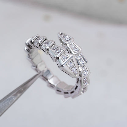 [⭐Mirelle]SERPENTI RING SILVER DIAMOND PAVED 4MM