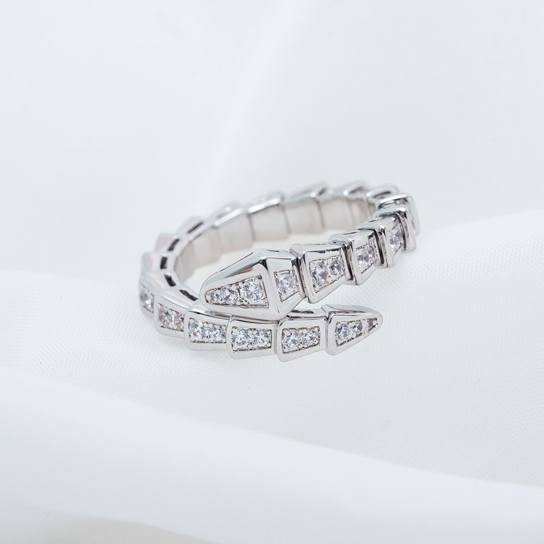 [⭐Mirelle]SERPENTI RING SILVER DIAMOND PAVED 4MM