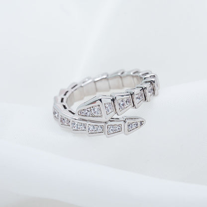 [⭐Mirelle]SERPENTI RING SILVER DIAMOND PAVED 4MM