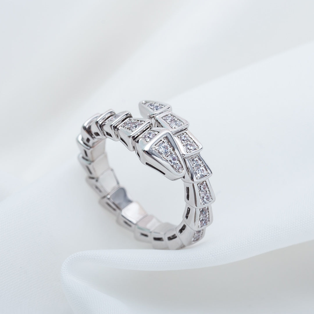 [⭐Mirelle]SERPENTI RING SILVER DIAMOND PAVED 4MM