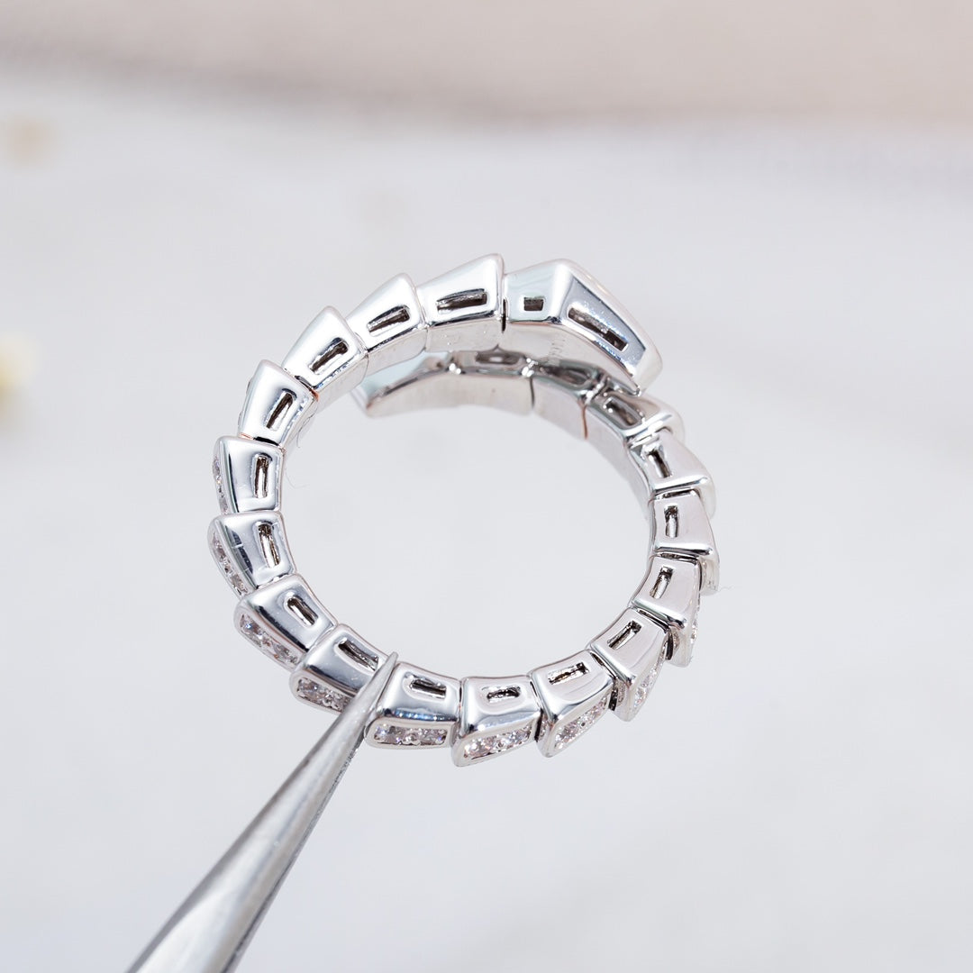 [⭐Mirelle]SERPENTI RING SILVER DIAMOND PAVED 4MM