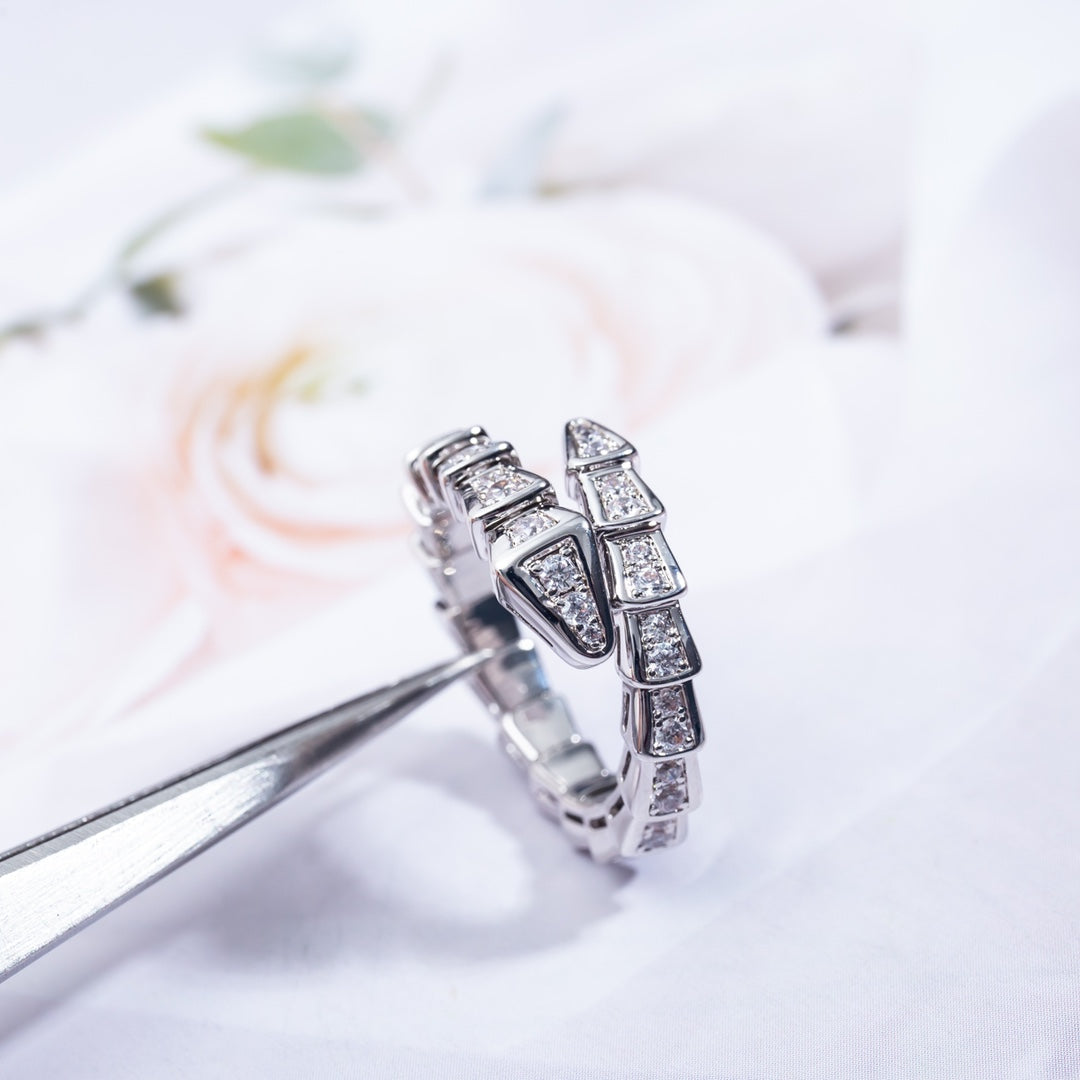 [⭐Mirelle]SERPENTI RING SILVER DIAMOND PAVED 4MM