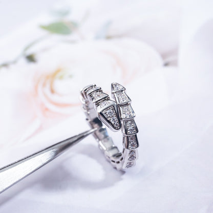 [⭐Mirelle]SERPENTI RING SILVER DIAMOND PAVED 4MM