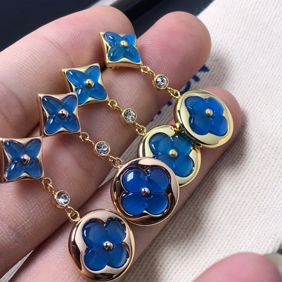 [⭐Mirelle]STAR AND SUN AGATE DIAMOND EARRINGS