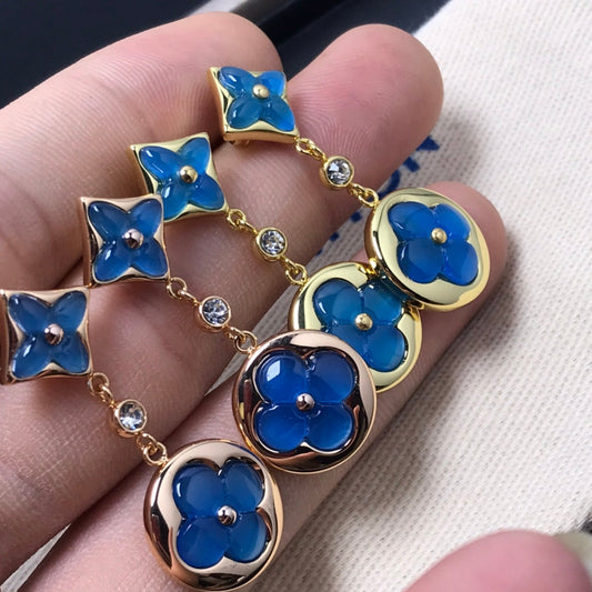 [⭐Mirelle]STAR AND SUN AGATE DIAMOND EARRINGS