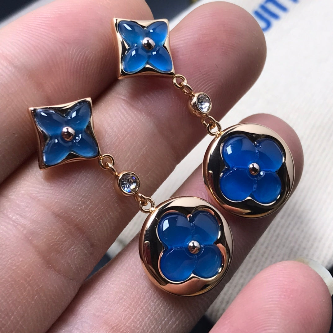 [⭐Mirelle]STAR AND SUN AGATE DIAMOND EARRINGS