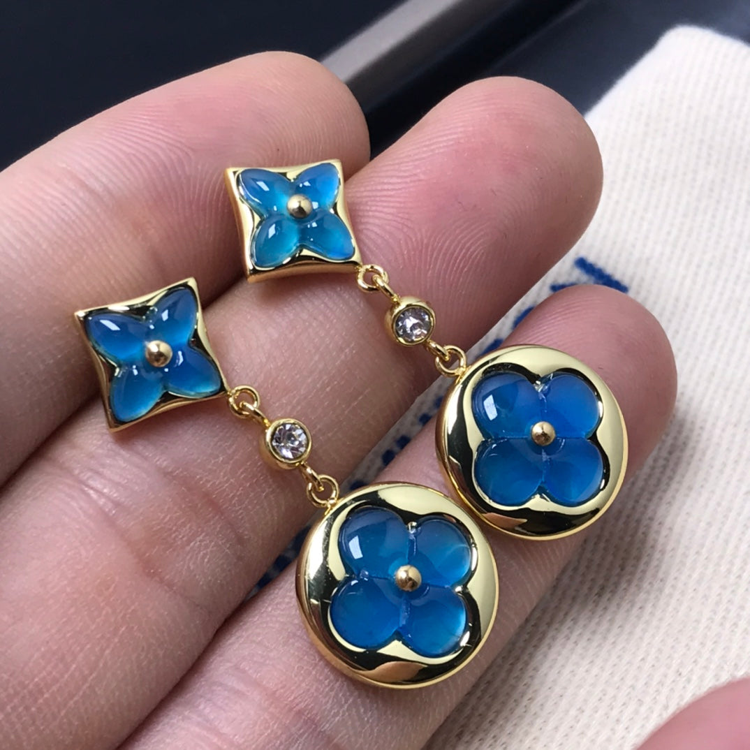 [⭐Mirelle]STAR AND SUN AGATE DIAMOND EARRINGS