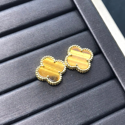 [⭐Mirelle]CLOVER MEDIUM 1 MOTIFS TIGER EYE EARRINGS