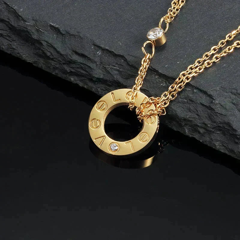 [⭐Mirelle]LOVE NECKLACE 16MM 2 DIAMONDS