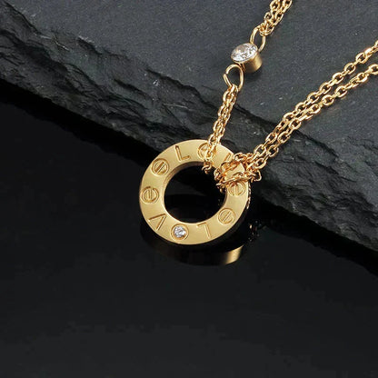 [⭐Mirelle]LOVE NECKLACE 16MM 2 DIAMONDS
