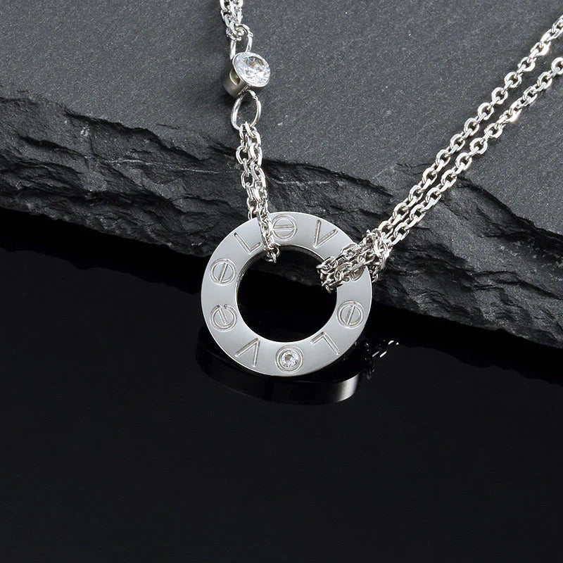 [⭐Mirelle]LOVE NECKLACE 16MM 2 DIAMONDS