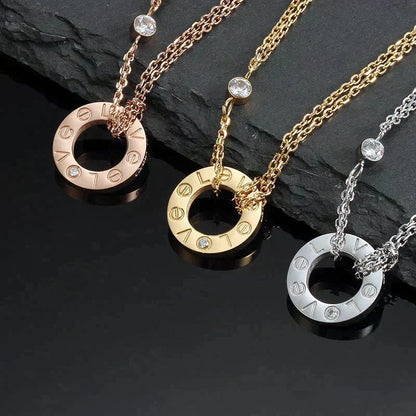 [⭐Mirelle]LOVE NECKLACE 16MM 2 DIAMONDS