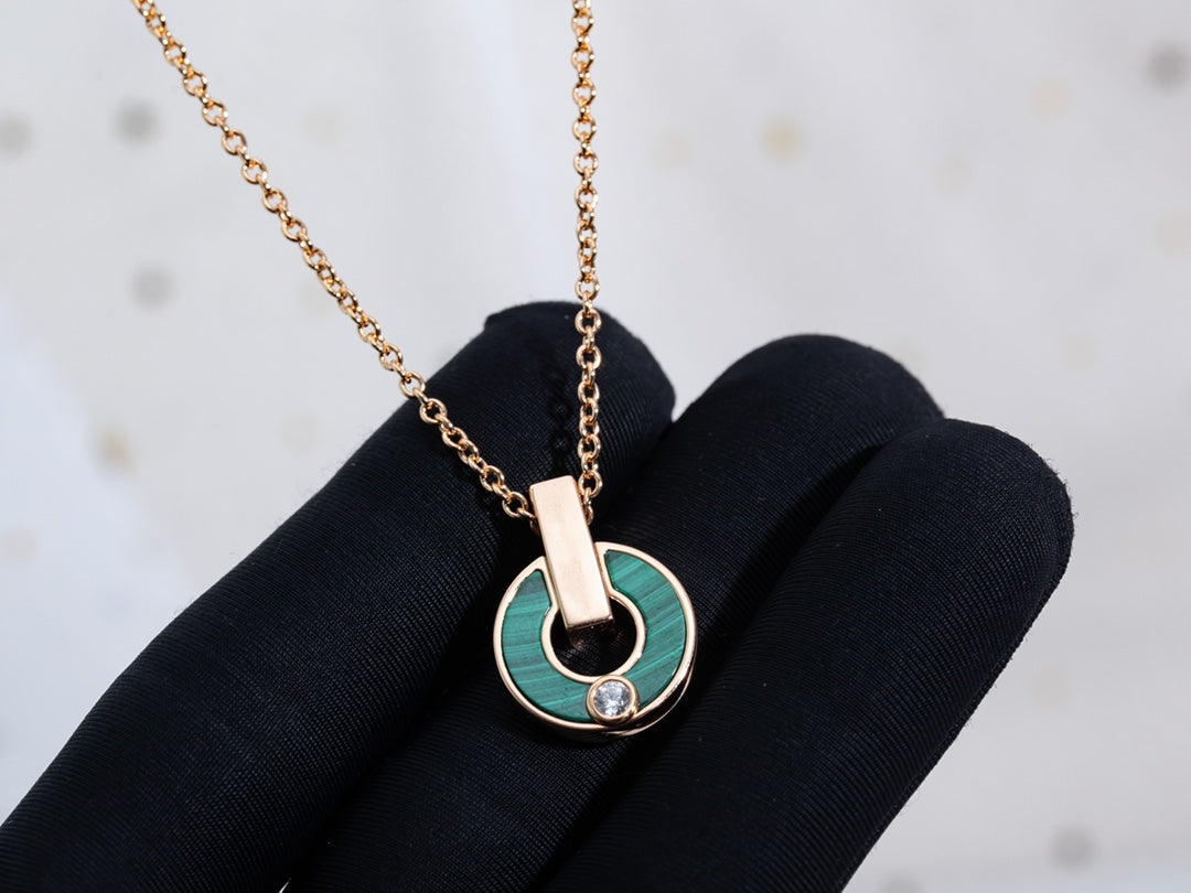[⭐Mirelle]GARI NECKLACE PINK GOLD MALACHITE