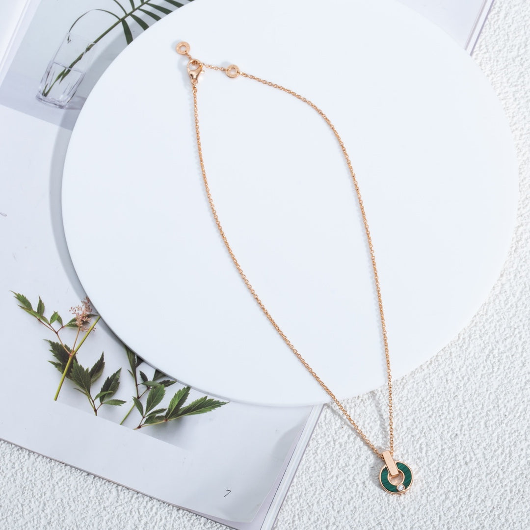[⭐Mirelle]GARI NECKLACE PINK GOLD MALACHITE