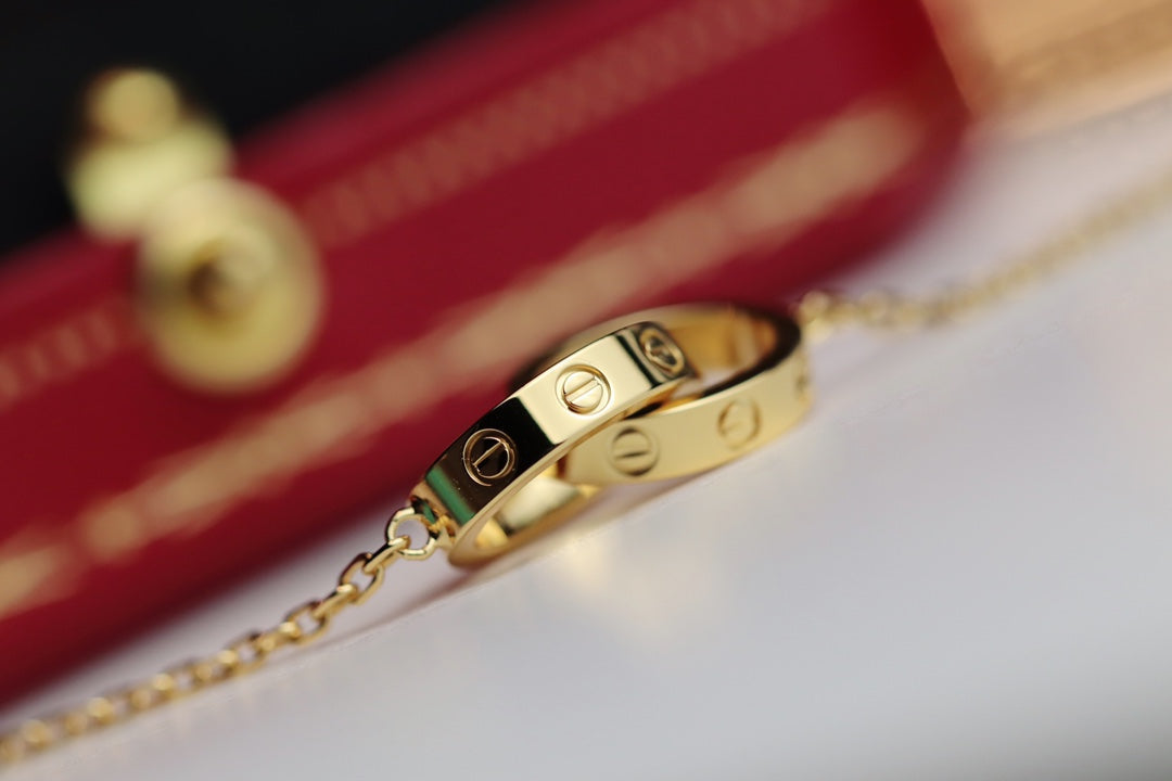 [⭐Mirelle]LOVE NECKLACE DOUBLE RING GOLD