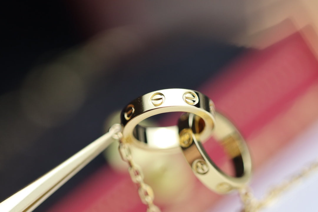 [⭐Mirelle]LOVE NECKLACE DOUBLE RING GOLD