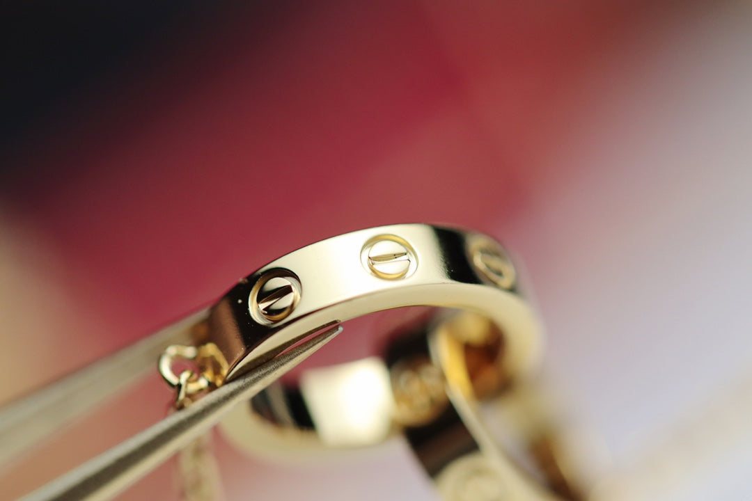 [⭐Mirelle]LOVE NECKLACE DOUBLE RING GOLD