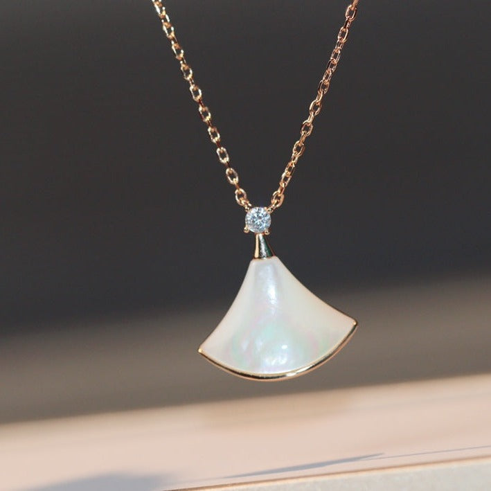 [⭐Mirelle]DREAM NECKLACE WHITE MOP PINK GOLD 1 DIAMOND