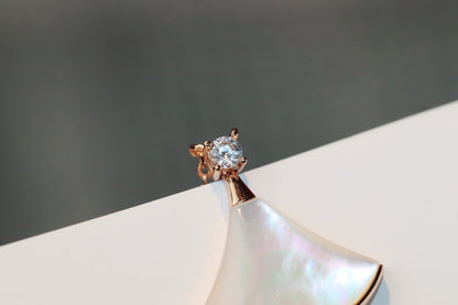 [⭐Mirelle]DREAM NECKLACE WHITE MOP PINK GOLD 1 DIAMOND