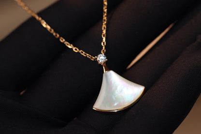 [⭐Mirelle]DREAM NECKLACE WHITE MOP PINK GOLD 1 DIAMOND