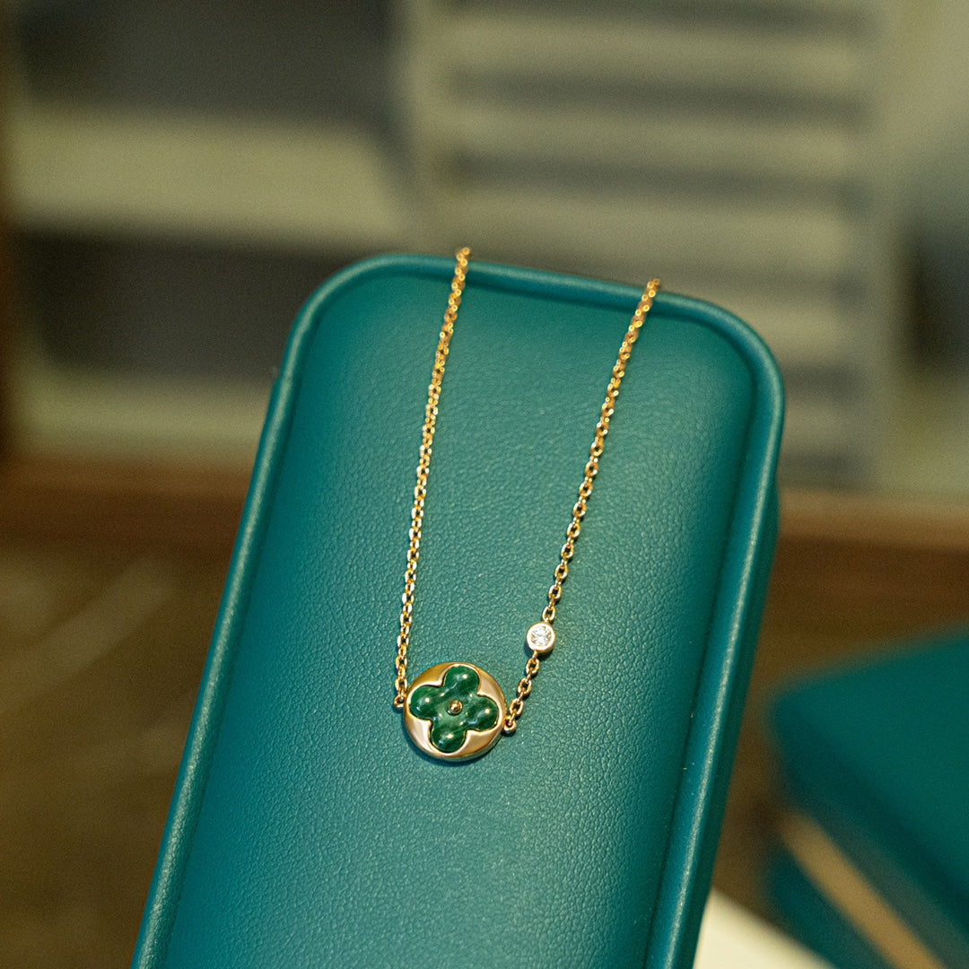 [⭐Mirelle]SUN MALACHITE 1 DIAMOND PINK GOLD BRACELET