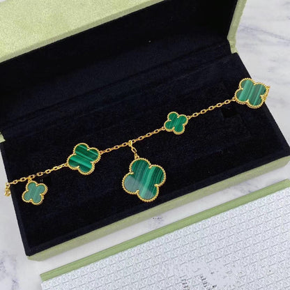 [⭐Mirelle]MAGIC CLOVER MALACHITE GOLD BRACELET 5 MOTIFS