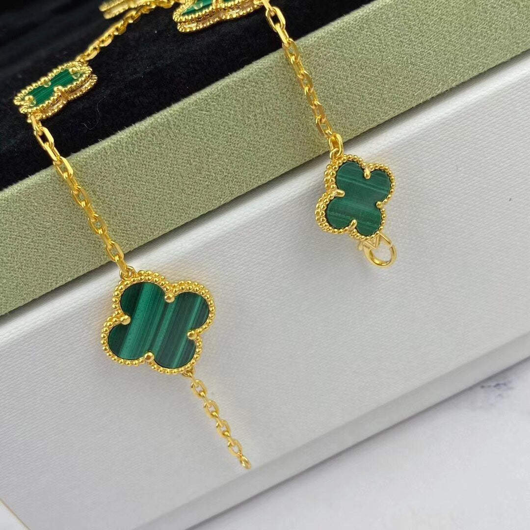 [⭐Mirelle]MAGIC CLOVER MALACHITE GOLD BRACELET 5 MOTIFS